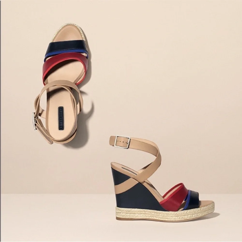Longchamp Finca Louisa Wedge Espadrille Sandals Women’s Size EU 39